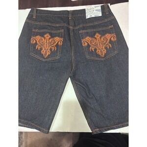 Vintage U T Sports Collections Baggy Jean Shorts Y2K Embroidered‎ Back Pockets